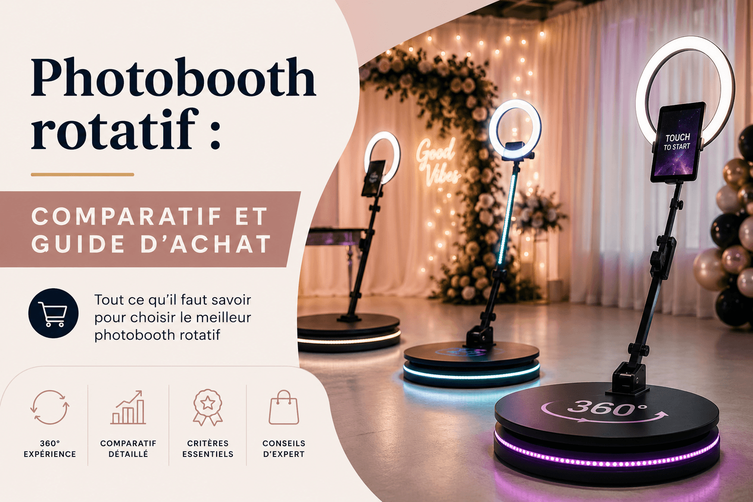 Photobooth rotatif : comparatif et guide d’achat 2026