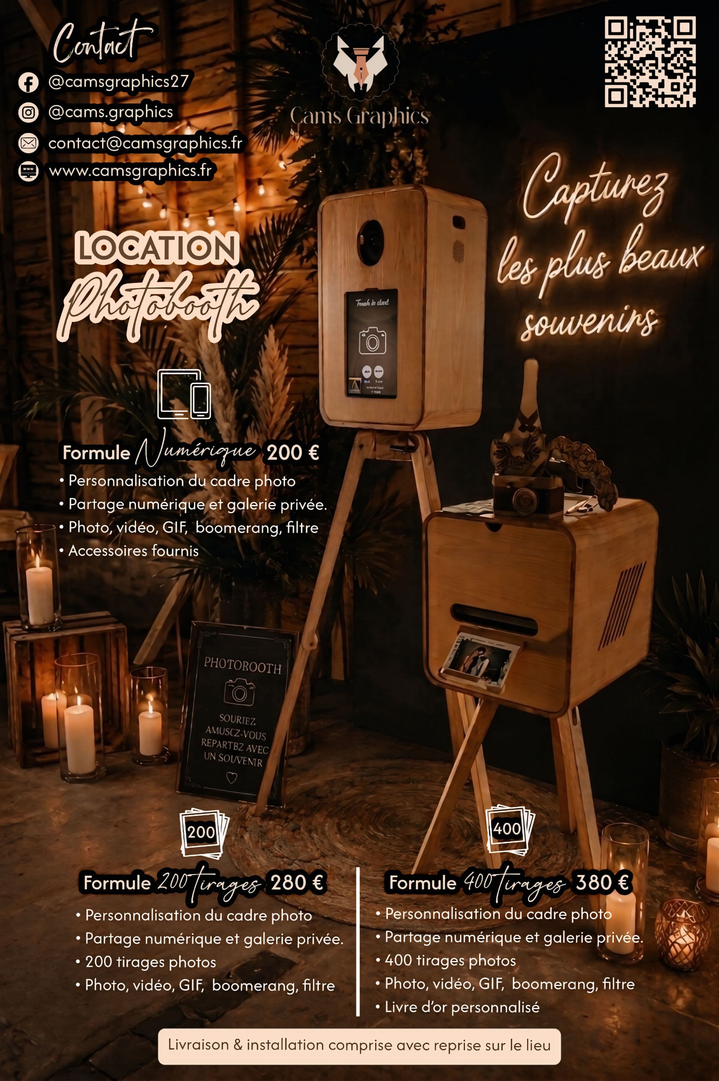 Photobooth en bois moderne