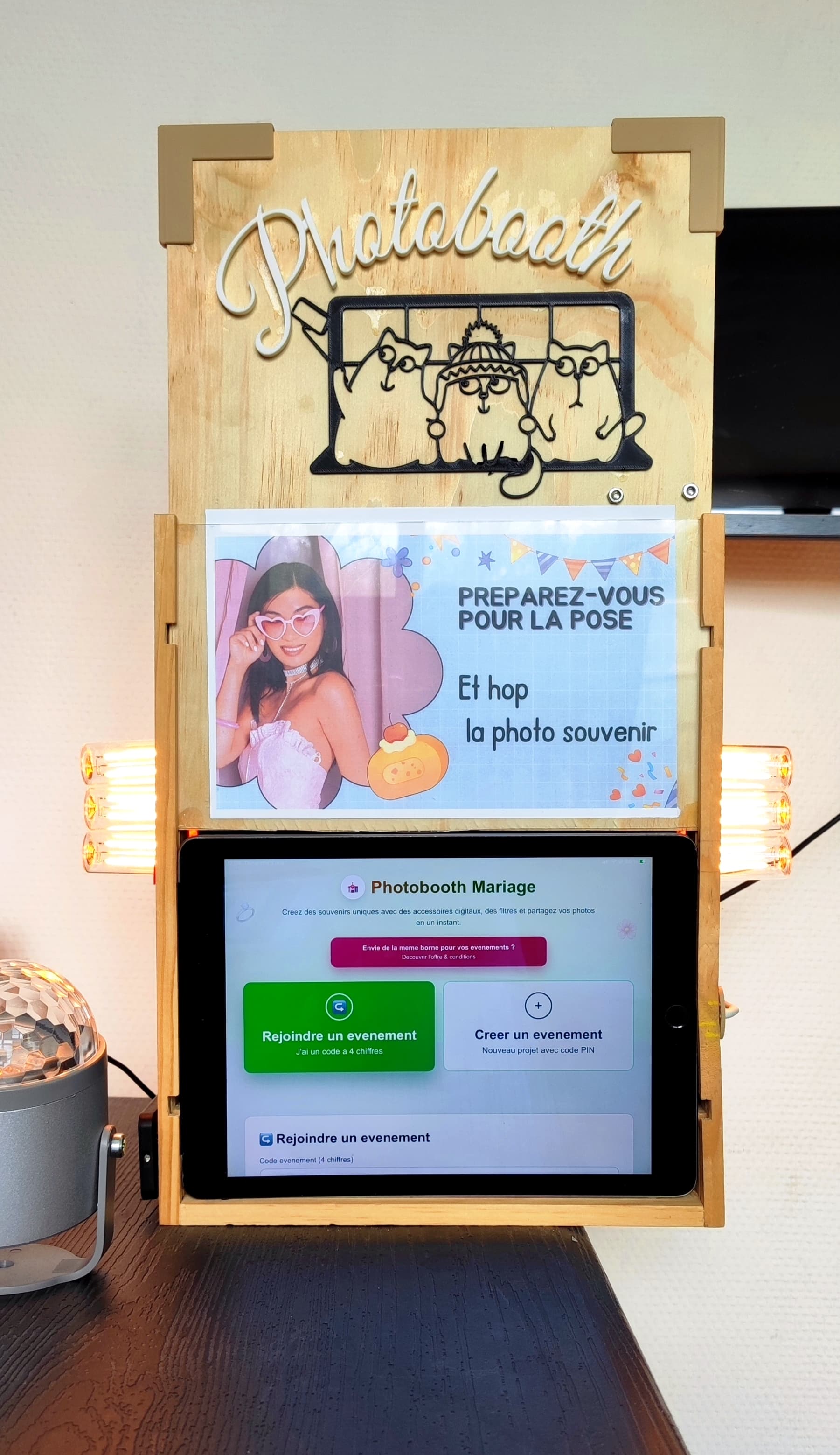 Photobooth personnalisable entièrement conçu par un développeur informatique.